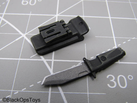 Black Combat Knife w/MOLLE Compatible Sheath