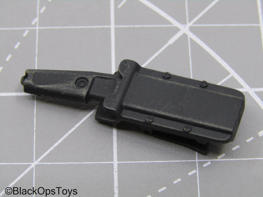 Black Combat Knife w/MOLLE Compatible Sheath