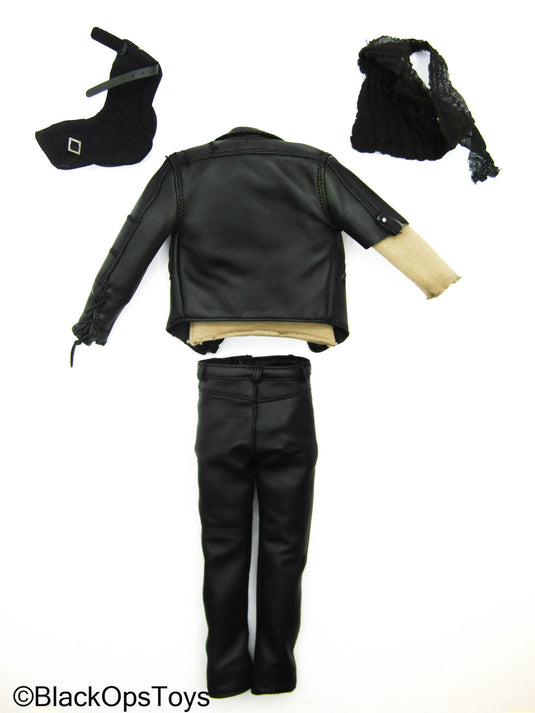 Wasteland Ranger - Black Leather Like Biker Uniform Set