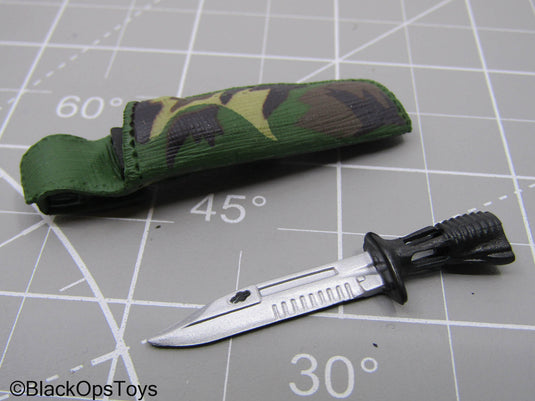 British Combat Knife w/Woodland Camo Sheath (BBI)