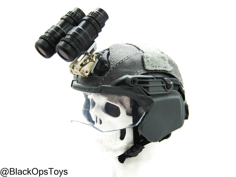 Load image into Gallery viewer, ZERT AMG Juggernaut - Wolf Grey Helmet w/NVG &amp; Face Shield Set
