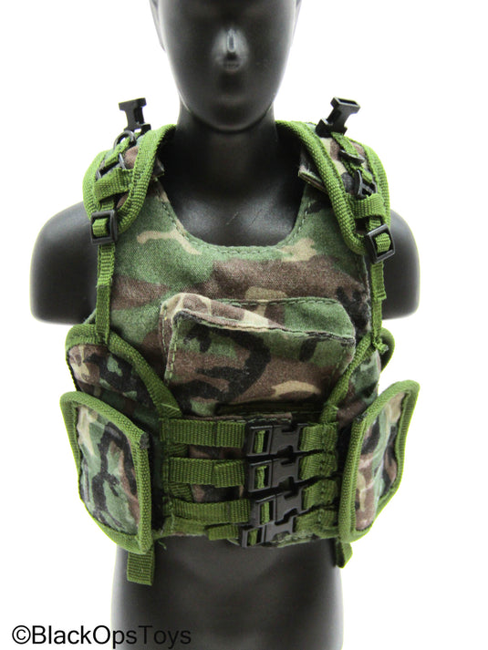 Woodland Camo Plate Carrier w/Combat Vest