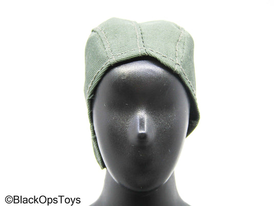 White & Blue Aviator Helmet w/ OD Green Skull Cap & Oxygen Mask