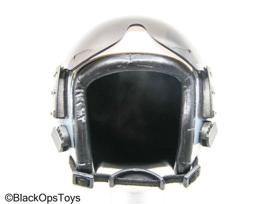 White & Blue Aviator Helmet w/ OD Green Skull Cap & Oxygen Mask