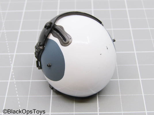 White & Blue Aviator Helmet w/ OD Green Skull Cap & Oxygen Mask