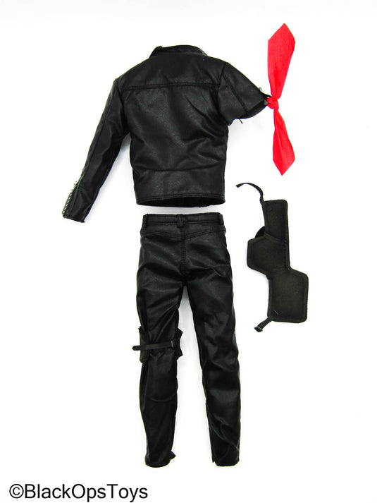Mad Max - Black Leather Like Biker Uniform w/Shoulder Pad