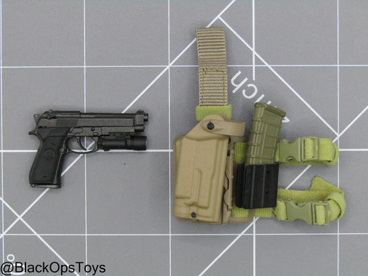 M9 Pistol w/Tac Light, 5.56 Mag, & Drop Leg Holster