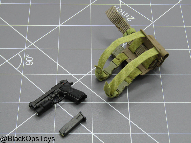 Load image into Gallery viewer, M9 Pistol w/Tac Light, 5.56 Mag, &amp; Drop Leg Holster
