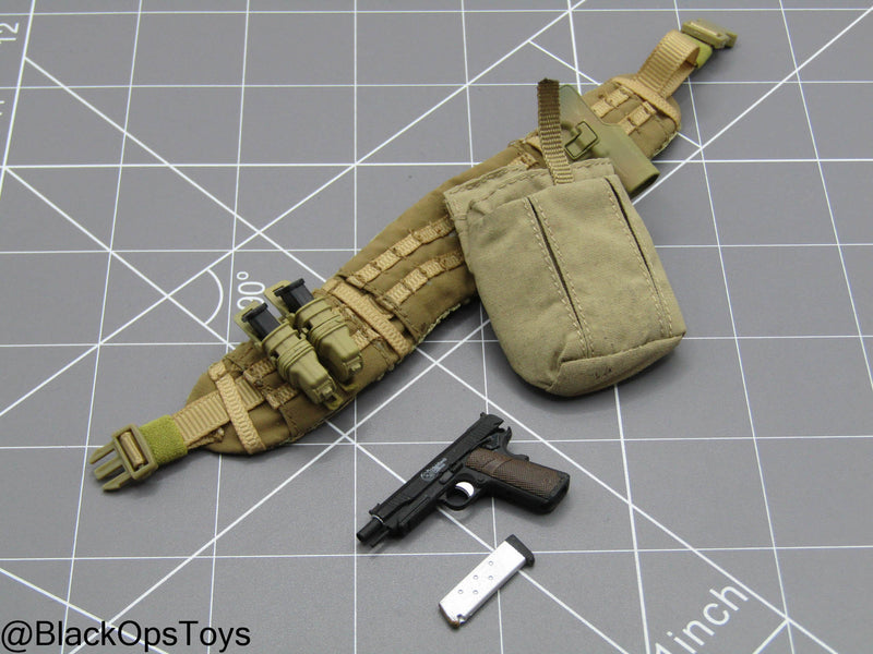 Load image into Gallery viewer, Custom Pro Built - Tan Battle Belt w/1911 Pistol &amp; Pouch Set

