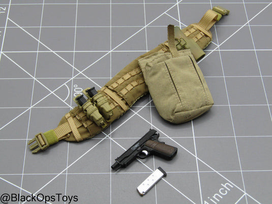Custom Pro Built - Tan Battle Belt w/1911 Pistol & Pouch Set