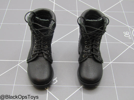 Russian Airborne In Kosovo - Black Leather Like Boots (Foot Type)