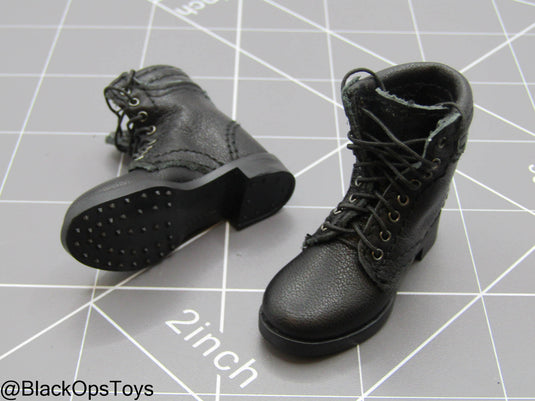 Russian Airborne In Kosovo - Black Leather Like Boots (Foot Type)