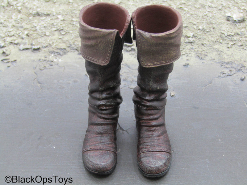 Load image into Gallery viewer, Scratch &amp; Dent (READ DESC) - Brown 2-Part Boots (Peg Type
