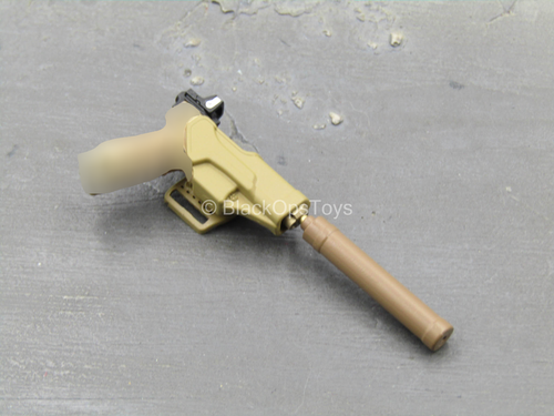 Doom's Day Kit - Tan & Gold Like Pistol w/Holster & Suppressor