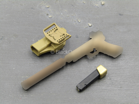 Doom's Day Kit - Tan & Gold Like Pistol w/Holster & Suppressor