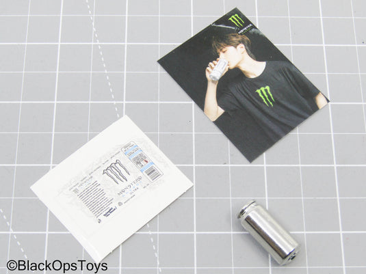 Metal Can w/Energy Drink Sticker & Promo Poster