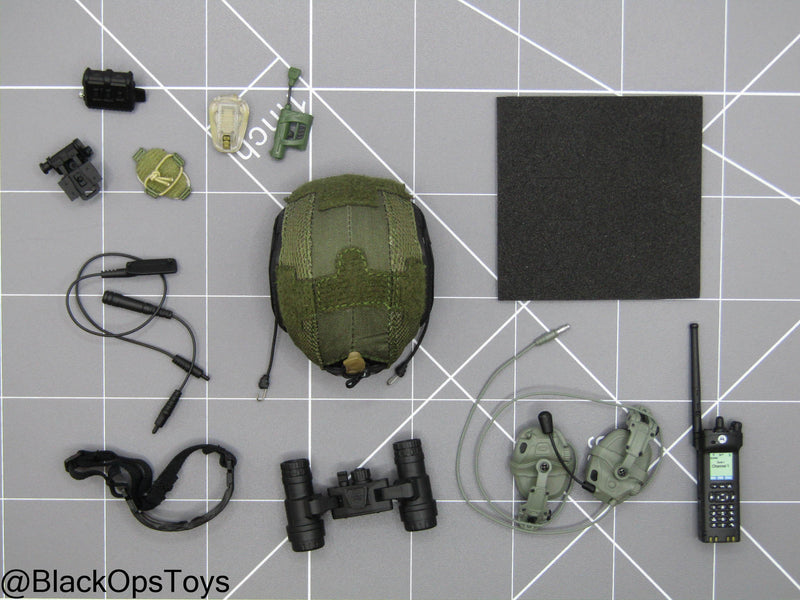 Load image into Gallery viewer, SDU Assault Team - OD Green FAST Helmet w/Communications &amp; NVG Set
