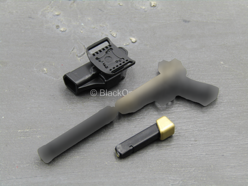 Load image into Gallery viewer, Doom&#39;s Day Kit - Black &amp; Gold Like Pistol w/Holster &amp; Suppressor
