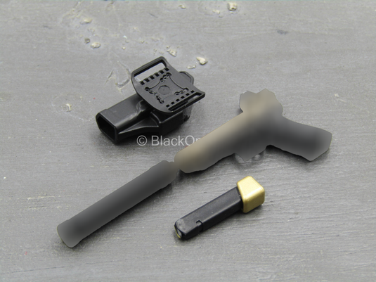 Doom's Day Kit - Black & Gold Like Pistol w/Holster & Suppressor
