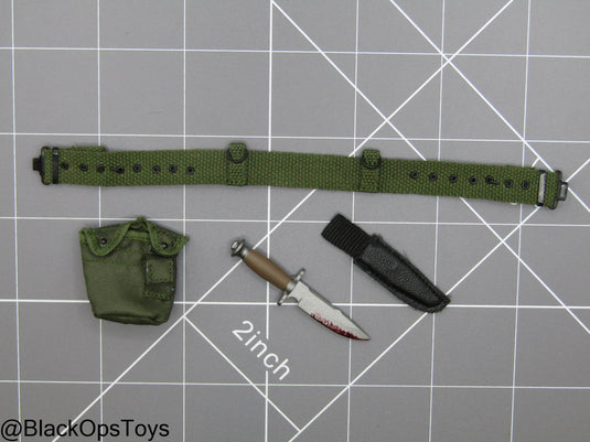 Rogue Survivor Anna - OD Green Rivet Belt w/Knife & Sheath Set