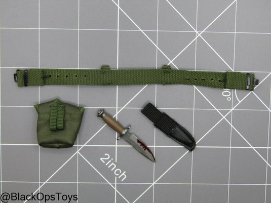 Rogue Survivor Anna - OD Green Rivet Belt w/Knife & Sheath Set
