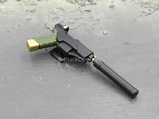 Doom's Day Kit - Green 9mm Pistol w/Holster & Suppressor