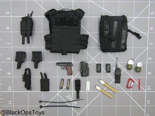 Russian SOBR Granit - Black MOLLE Plate Carrier w/Pistol & Gear Set