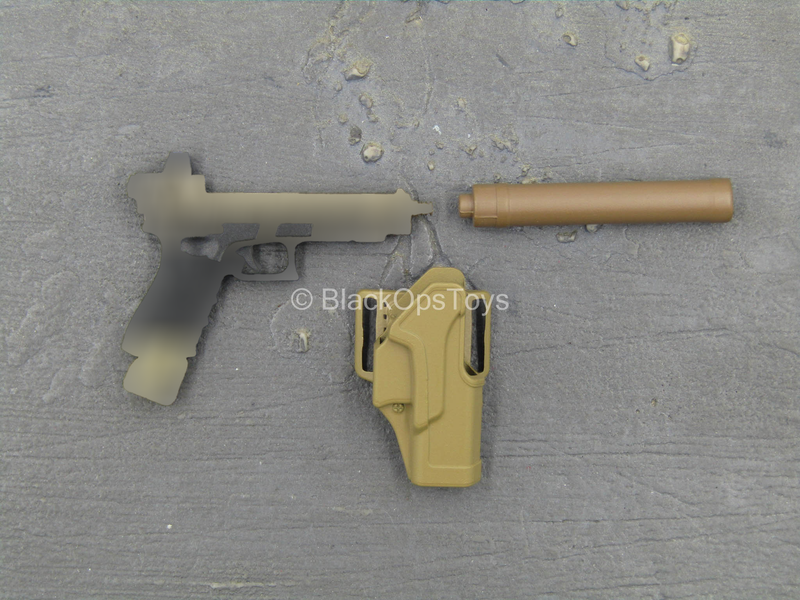 Load image into Gallery viewer, Doom&#39;s Day Kit - Gold Like Pistol w/Holster &amp; Suppressor
