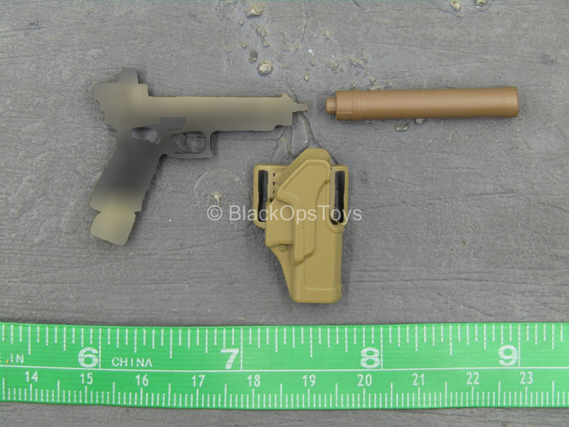 Load image into Gallery viewer, Doom&#39;s Day Kit - Gold Like Pistol w/Holster &amp; Suppressor
