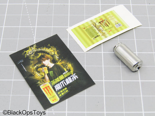 Metal Can w/Energy Drink Sticker & Promo Poster