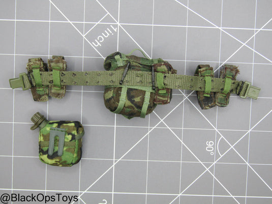 Bam 1/6 OD Green Rivet Belt w/Woodland Camo Pouch Set