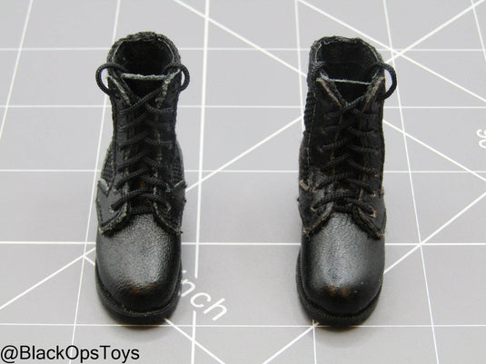 Bam 1/6 Black Leather Like Boots (Foot Type)