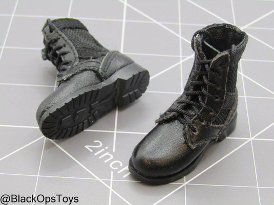 Bam 1/6 Black Leather Like Boots (Foot Type)