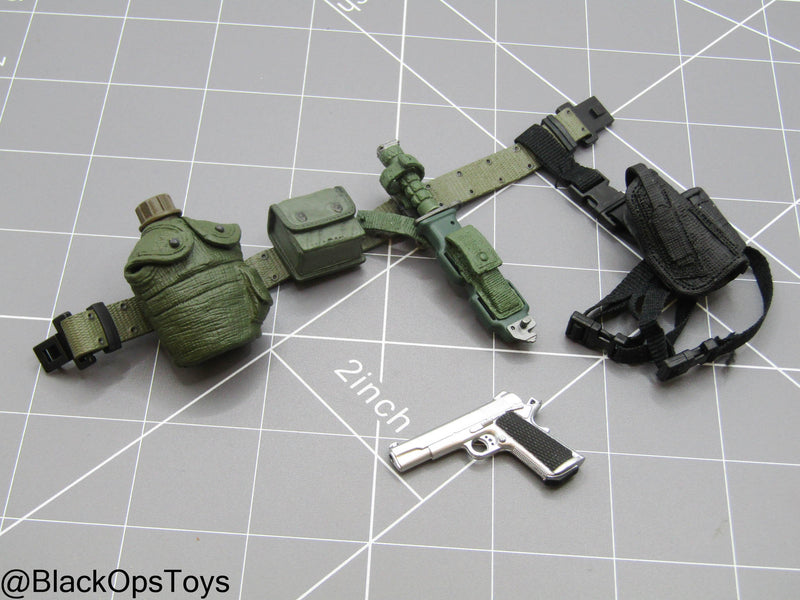 Load image into Gallery viewer, Bam 1/6 OD Green Rivet Belt w/Pistol &amp; Pouch Set (Dragon)
