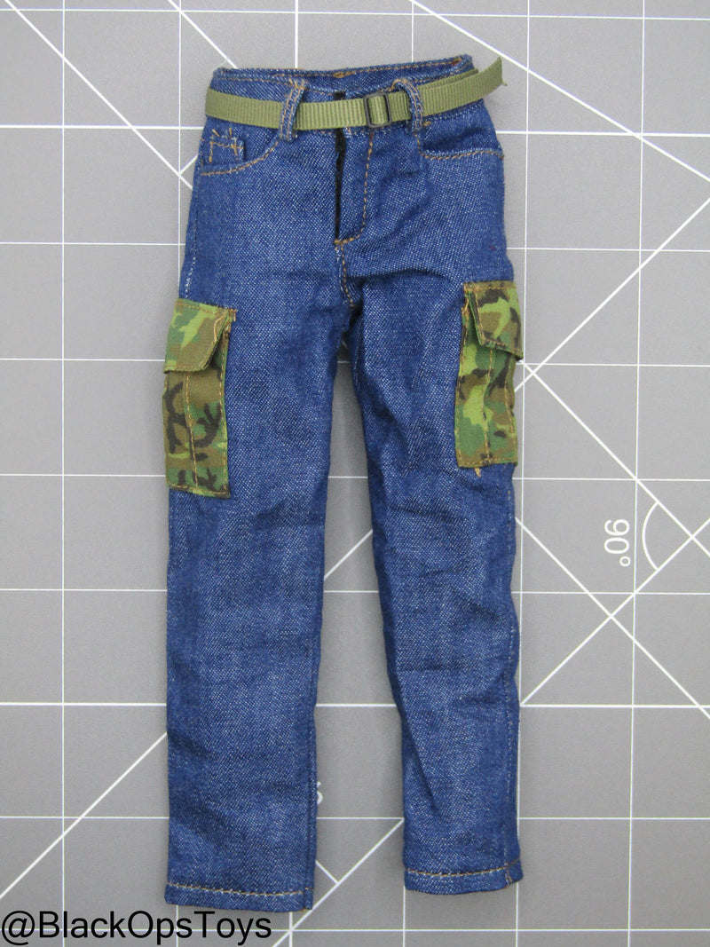 Load image into Gallery viewer, Vietnam - US SEAL Rifleman - Jean Pants w/Woodland Camo Patches
