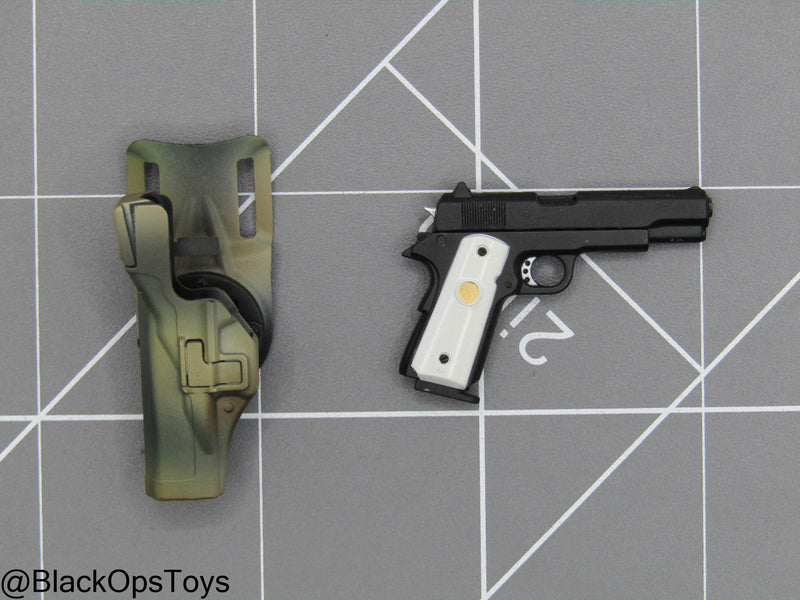 Load image into Gallery viewer, Black &amp; White 1911 Pistol w/Left Handed Holster

