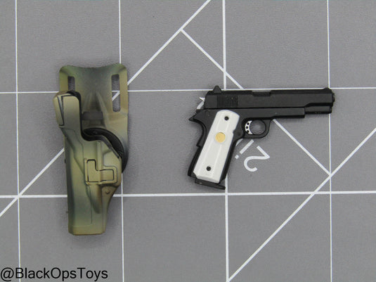 Black & White 1911 Pistol w/Left Handed Holster