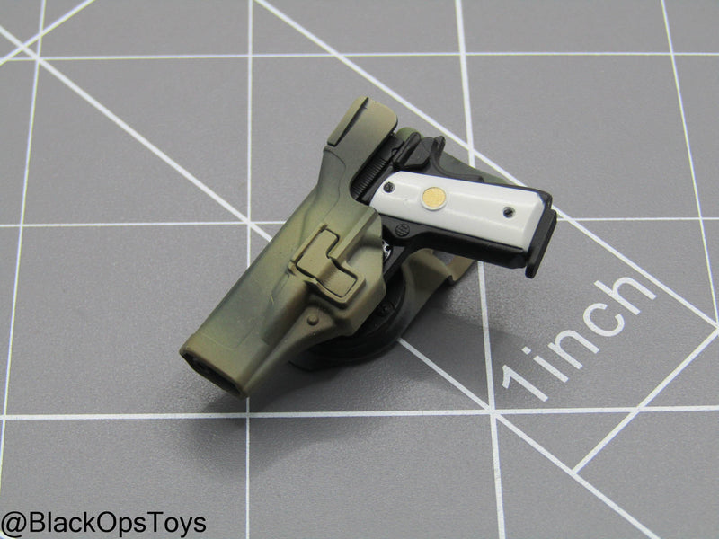 Load image into Gallery viewer, Black &amp; White 1911 Pistol w/Left Handed Holster
