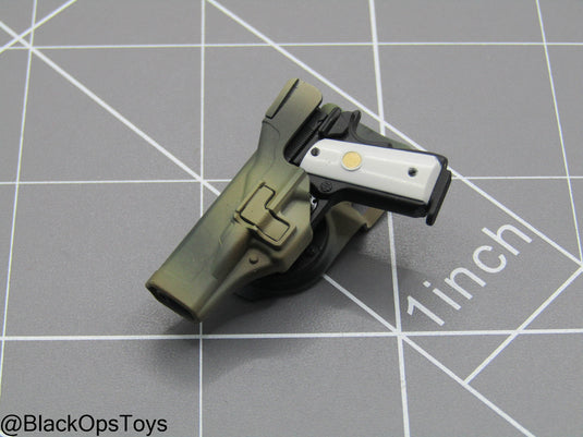 Black & White 1911 Pistol w/Left Handed Holster