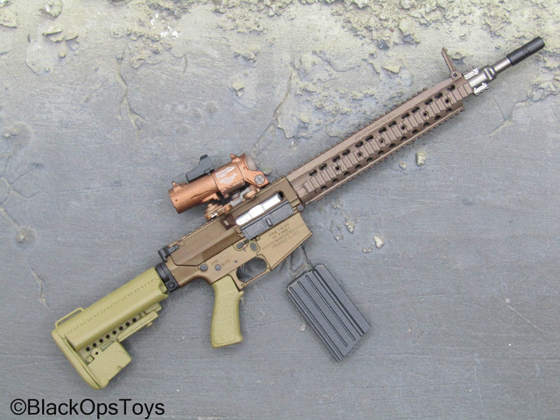Load image into Gallery viewer, Weapons Collection - Bronze 308 Rifle w/ELCAN Scope &amp; Grip
