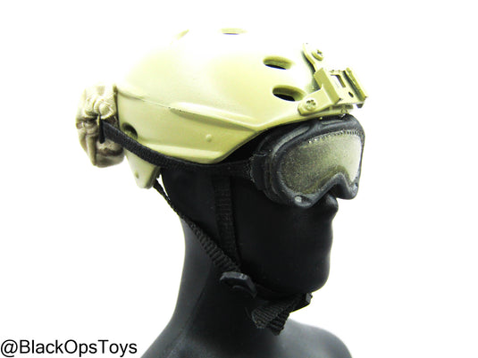Tan NVG Helmet w/Black Goggle & Padding