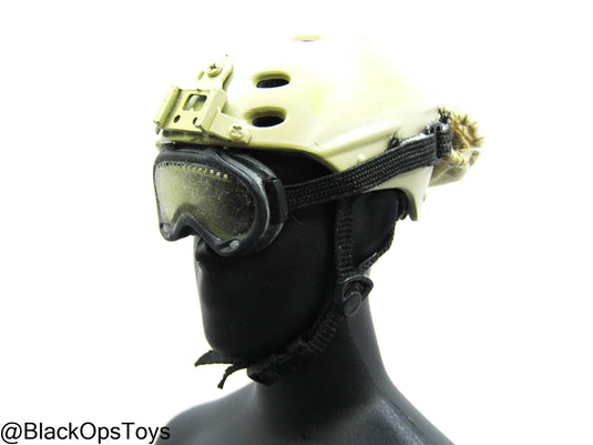 Tan NVG Helmet w/Black Goggle & Padding