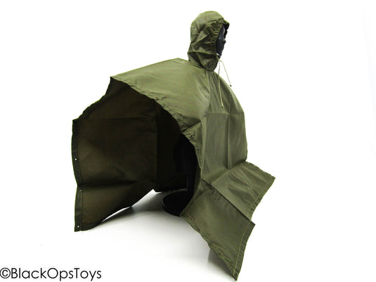 WWII - Rubber Nylon Olive Drab Poncho w/Hood - MINT IN PACKAGE