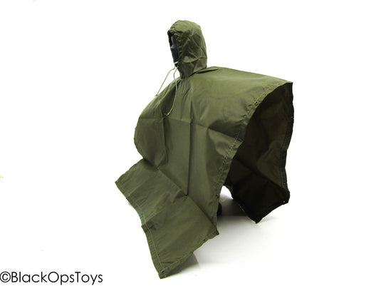 WWII - Rubber Nylon Olive Drab Poncho w/Hood - MINT IN PACKAGE