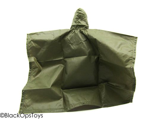 WWII - Rubber Nylon Olive Drab Poncho w/Hood - MINT IN PACKAGE