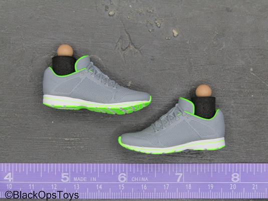Grey & Green Running Shoes (Peg Type)