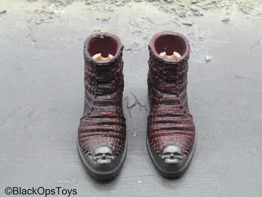 Gangsters Kingdom Augustine - Red Skin Boots w/Skull (Peg Type)