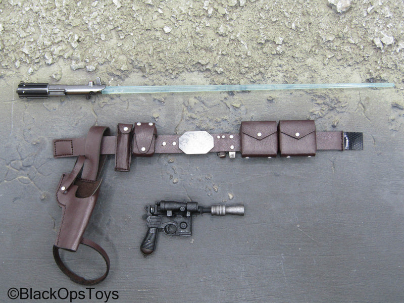 Load image into Gallery viewer, Star Wars Bespin Luke Skywalker - Brown Leather Like Gun Belt w/Pistol &amp; Lightsaber

