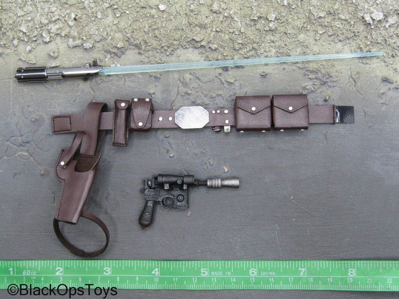 Load image into Gallery viewer, Star Wars Bespin Luke Skywalker - Brown Leather Like Gun Belt w/Pistol &amp; Lightsaber

