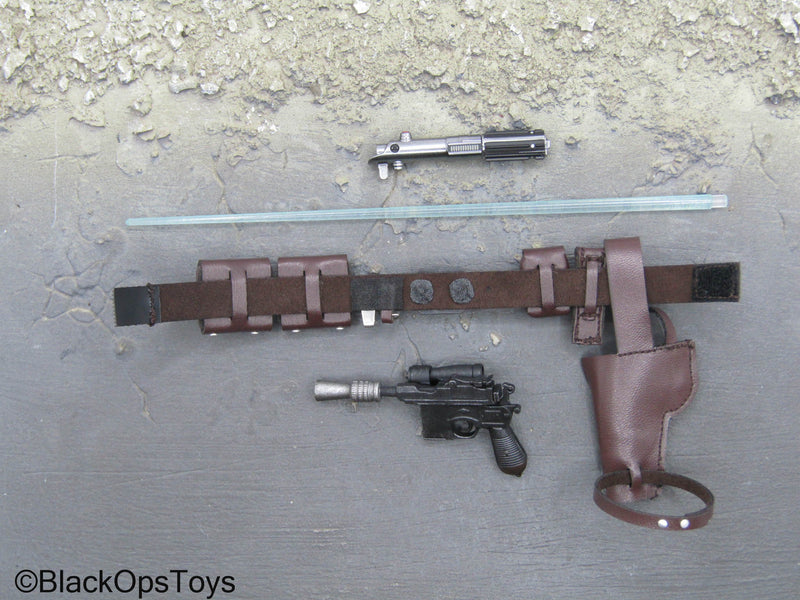 Load image into Gallery viewer, Star Wars Bespin Luke Skywalker - Brown Leather Like Gun Belt w/Pistol &amp; Lightsaber
